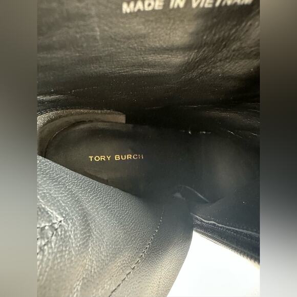 Tory Burch Casual Zip Up Bootie Black Leather Block Heel Ankle Boot Size 8 NWOB - Picture 6 of 9